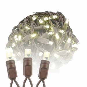 Novelty Lights Warm White LED Christmas String Lights – UL Listed Indoor/Outdoor Light Set w/ 100 Mini Bulbs for Christmas Tree, Patio, Wedding Decor, and More – (Brown Wire, 34′ Long)