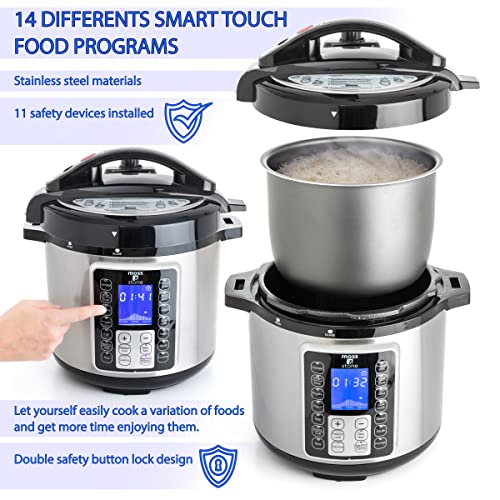 Moss & Stone Electric Pressure Cooker with Large LCD Display, Multi-Use 6 Quart Electric Pot, 14 in 1 Slow Cooker, Rice Cooker, Steamer, Sauté, Yogurt Maker, Egg Cooker, Warmer and More | The Storepaperoomates Retail Market - Fast Affordable Shopping