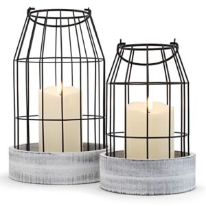 Rustic Farmhouse Lantern Decor – Stylish Decorative Lanterns for Your Living Room, Fireplace Mantle or Kitchen Dining Table – Modern Upscale Beauty for Your Entire Home