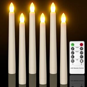 Flameless Candles with Remote Timer, PChero 7.9″ Ivory Battery Operated LED Taper Dripless Floating Flickering Candles for Wedding Halloween Thanksgiving Christmas Themed Party Valentines Decorations