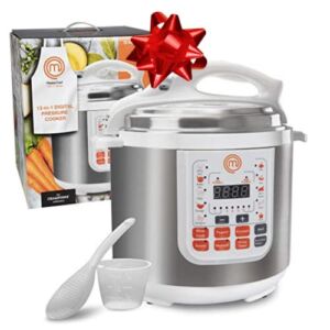 MasterChef 13-in-1 Pressure Cooker- 6 QT Electric Digital Instant MultiPot w 13 Programmable Functions- High and Low Pressure Slow Non-Stick Pot Cooking Warmer Options, LED Display, Delay Timer, Rice