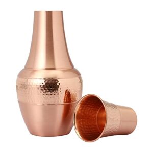 Pure Copper Bedside Carafes, Flask with Tumbler, For Ayurveda Health Benefits – Capacity – 1.4 Lt. (47.3 US Fluid Ounce)