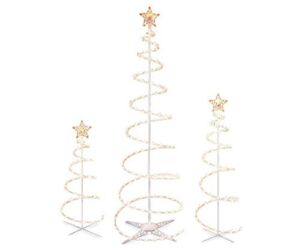 Set of 3 Lighted Spiral -Christmas- Trees – 3 Ft 4 Ft and 6 Ft – Winter Wonder Lane
