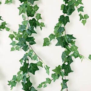 Dallisten 3 Strands Odorless Artificial Ivy Vines Kit, 71″ Silk Ivy Garland with Green Leaves, Fake Hanging Plants Greenery Decoration for Bedroom, Windows, Walls, Wedding, Outdoor Decor (Green)