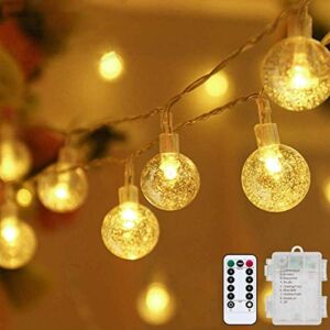 Metaku Globe String Lights Fairy Lights Battery Operated 26ft 60LED String Lights with Remote Waterproof Indoor Outdoor Hanging Lights Decorative Christmas Lights for Home Party Patio Garden Wedding