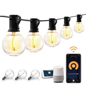 XMCOSY+ Outdoor String Lights, Smart Patio Lights 100Ft Dimmable String Lights Warm White, 50 G40 LED Bulbs, WiFi Globe String Lights for Outside, Work with Alexa, APP Control, Waterproof Extendable