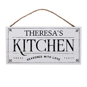 Personalized Kitchen Sign for Home Decor – Custom Name Wooden Plank Rustic Farmhouse Sign (13.75 x 7)
