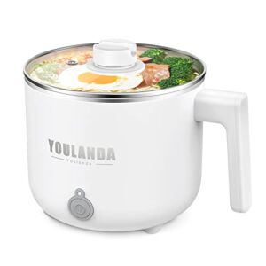 Youlanda Hot Pot Electric Ramen Cooker,304 Stainless Steel Electric Pot for Cooking Noodles,Pasta, 1.5L Mini Instant Hot Pot Dorm Essentials for College Students