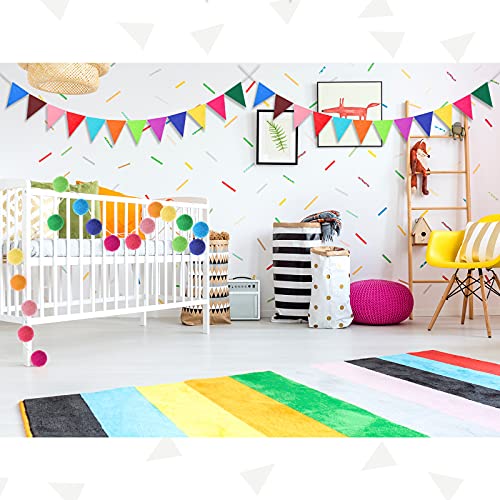 Rainbow Felt Fabric Garland Set 9.8 Feet Rainbow Pom Pom Garland Colorful Tassel for Classroom 3.6 Feet Felt Pennant Banner for Christmas Home Birthday Party Classroom (Classic Color) | The Storepaperoomates Retail Market - Fast Affordable Shopping