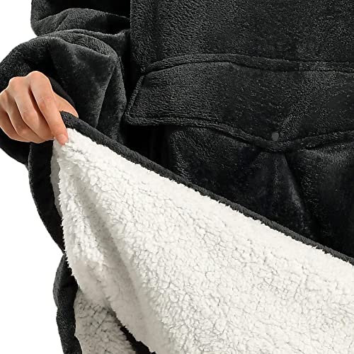 Krifey Wearable Blanket Hoodie, Oversized Sherpa Hooded for Women and Men, Comfy Sweatshirt with Giant Pocket | The Storepaperoomates Retail Market - Fast Affordable Shopping