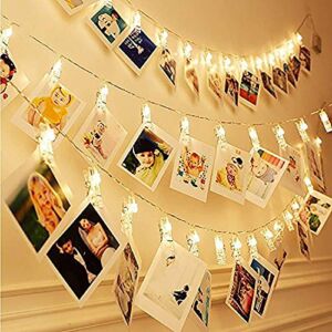 Mumu Sugar Waterproof LED Photo String Lights 40 Photo Clips Battery Powered Fairy Twinkle Lights, Wedding Party Christmas Home Decor Lights for Hanging Photos, Cards and Artwork (16.4 Ft, Warm White)