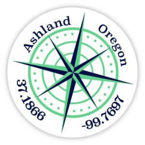 Ashland Oregon 4-Inch Fridge Magnet Latitude Longitude Compass Design