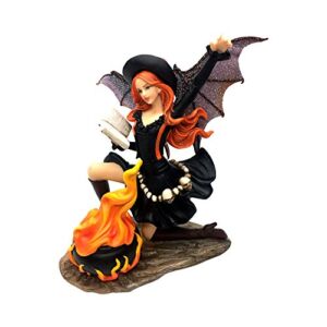 Comfy Hour Fairyland Collection 7” Dark Fairy Witch Cooking Magic Soup Fire Pan Figurine, Halloween Theme Gift, Home Decoration and Collectibles, Polyresin