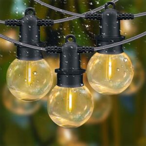 LED Outdoor String Lights, Outdoor Patio Lights, Shineled Waterproof IP64 Commercial Connectable Porch Lights with 12 G40 Globe Plastic Bulbs (2 Spare) for Patio, Backyard, Garden, Bistro, Café (25FT)