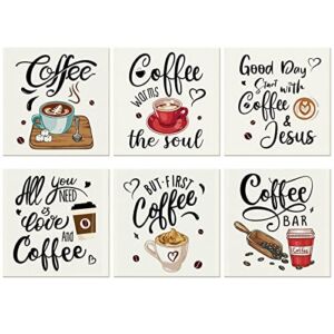 6 Pieces Mixed Swedish Kitchen Coffee Dishcloths Reusable Absorbent Cleaning Cloth Quick Drying Washable Cleaning Wipes No Odor Dish Cloths for Kitchen Bathroom Office Wedding Housewarming