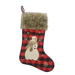 Comfy Hour Joyful Holiday Collection 20″ Winter Christmas Snow Flake Soft Fur Top Snowman Wearing Scarf Stocking, Polyester