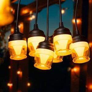 Outdoor String Lights 30ft LED String Lights 2700K Warm Patio Lights, IP65 Waterproof Outdoor Lights with Shatterproof LED Bulbs for Parties, Cafe, Patio and Garden