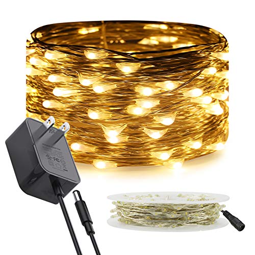 RUICHEN Silver Wire Fairy Lights Plug in 33 Ft 100 LED String Lights with Spool, Warm White | The Storepaperoomates Retail Market - Fast Affordable Shopping