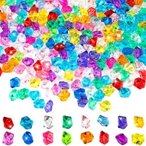 Syhood 400 Pieces Fake Crushed Ice Rock Acrylic Ice Cubes Crystals Fake Diamond Decoration Plastic Ice Cubes Gems Vase Fillers for Wedding Event Decoration Arts and Crafts (Multi-Color)