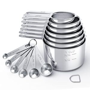 TILUCK Stainless Steel Measuring Cups & Spoons Set, Cups and Spoons,Kitchen Gadgets for Cooking & Baking (7+6)