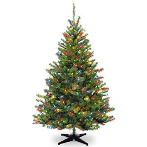 National Tree Company Pre-Lit Artificial Medium Christmas Tree, Green, Kincaid Spruce, Multicolor Lights, Includes Stand, 6 Feet