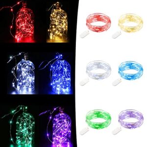 6 Pack Fariy Light Battery Operated, 6 Colors Fairy Lights 7 Ft, Multi Color Starry String Light with 120 LED for Halloween, Mini Waterproof LED Light for Chrismas Party, Wedding, Bedroom Decor, Jars