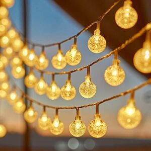 Battery Operated Globe String Lights,Water Proof 33 FT 80 LED Crystal Ball String Lights 8 Modes With Remote Control ,Indoor Outdoor LED Fairy Lights for Home, Christmas, Party Patio, Warm White