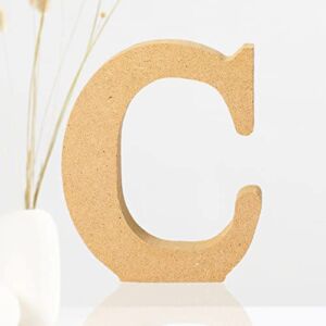 4 Inch Designable Wood Letters, Unfinished Wood Letters for Wall Decor Decorative Standing Letters Slices Sign Board Decoration for Craft Home Party Projects (C)
