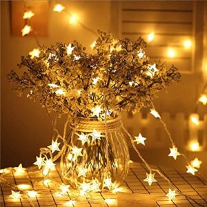 Star String Lights 50 LED 18 FT Twinkle Lights Novelty Light Night Light for Kids Bedroom Waterproof Extendable for Indoor Outdoor Wedding Party Christmas Tree New Year, Garden Decoration (Battery)