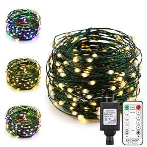 ErChen Dual-Color LED String Lights, Green Copper Wire Plug in 165 FT 500 LEDs Dimmable Fairy Lights with UL Adapter Remote Timer 8 Modes for Christmas Party Wedding (Multicolor/Warm White)