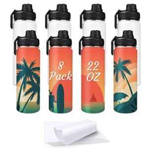 Amgkonp 22oz Sublimation Sports Water Bottle,Stainless Steel Vacuum Flask,Double Wall Insulated Thermos with Shrink Wrap Film,Individually Boxed,Sublimation Coating for Heat Press (8 PACK)