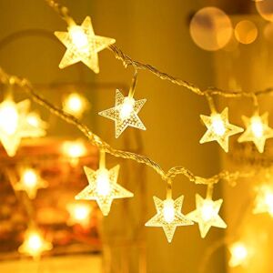 NITIDSKY Star String Lights, 30 LED Star Fairy Light Battery Operated Twinkle Lights with 8 Modes for Thanks Giving, Chrismas, Wedding， Birthday, Party, Garden Decoration, Warm White