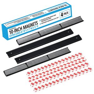 [4 Pack] Impresa Extra Long Magnets with Optional Adhesive Back for Fireplace Blocker Blanket Fireplace Insulation – 10 Inch Strong Magnets to Secure Fireplace Blanket, Appliances, DIY Projects & More
