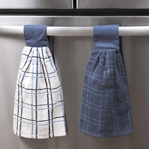 Ritz Hanging Tie Towels, 2 Pack – Solid & Checked, Federal Blue, 2 Count | The Storepaperoomates Retail Market - Fast Affordable Shopping