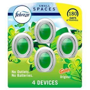 Febreze Small Spaces, Plug in Air Freshener Alternative for Home, Gain Original Scent, Odor Eliminator for Strong Odor (4 Count)