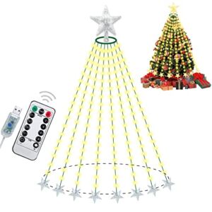 LIGHTOP Christmas Tree String Lights, 6fts 144LED, Extendable Green Wire, Ultra-Bright with 8 Modes, Fairy String Lights for Christmas Tree Holiday Party Decoration(Warm White)