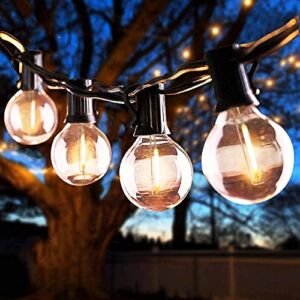 Romasaty LED Outdoor String Lights, G40 25FT LED Patio Globe String Lights with 27 Shatterproof G40 LED Clear Light Bulbs, Decorative Lighting for Garden Porch Backyard Gazebo Party Decor-Black Wire
