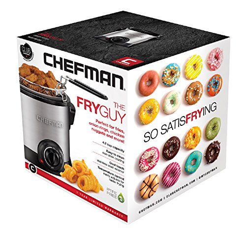 Chefman Fry Guy Deep Fryer with Removable Basket, Easy-to-Clean Non-Stick Coating and Cool-to-Touch Exterior, Adjustable Temperature Control, 4.2 Cup/ 1 Liter Capacity, Stainless Steel | The Storepaperoomates Retail Market - Fast Affordable Shopping