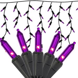 FUNPENY Halloween Mini Icicle Lights, 150 Count UL Certified Fairy Lights, 120V High Voltage Decor for Indoor Outdoor Home Party Garden Yard Christmas Decoration (Purple)