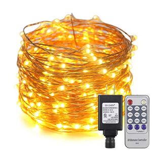 ER CHEN 66ft Led String Lights,200 Led Starry Lights on 20M Copper Wire String Lights Power Adapter + Remote Control(Warm White)