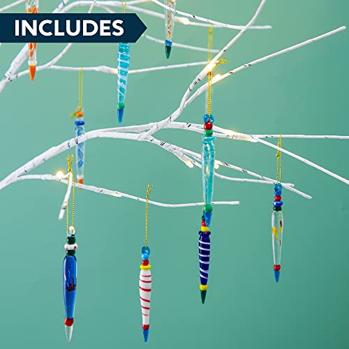 JOYIN 12Pcs Colorful Glass Icicle Ornaments with Crystal Line for Christmas Tree Decorations, 3.54-3.7″ Xmas Tree Hanging in 12 Different Designs | The Storepaperoomates Retail Market - Fast Affordable Shopping