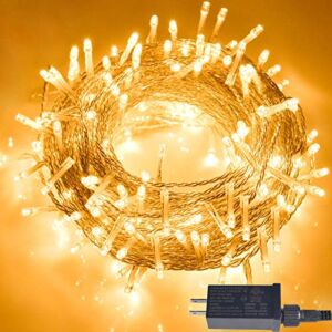 GoodLights Warm White String Lights 66ft 200 LED with 8 Modes, Waterproof Plug in Twinkle Fairy Lights Indoor Outdoor for Holiday, Wedding Party, Birthday and Christmas Decoration