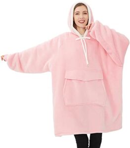 Qeils Oversized Wearable Blanket Hoodie, Comfy Sherpa Sweatshirt Pullover Jacket