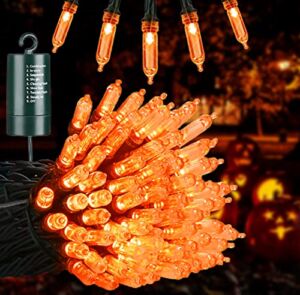 Joomer Orange Halloween Lights, 33ft 100 LED Battery Operated Orange Lights Waterproof with 8 Modes & Timer Function for Halloween Decorations
