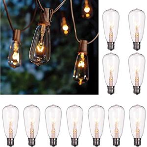Goothy 10Ft Outdoor String Lights with 21 Edison Bulbs Vintage Patio String Lights UL Listed for Outdoor Indoor Backyard Party Wedding Decor, 1 Set 10Ft String Lights+11 Spare Bulb, Brown