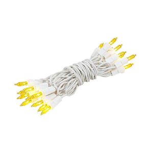 Novelty Lights 20 Light Yellow Christmas Craft Mini Light Set, Non-Connectable, White Wire, 8′ Long