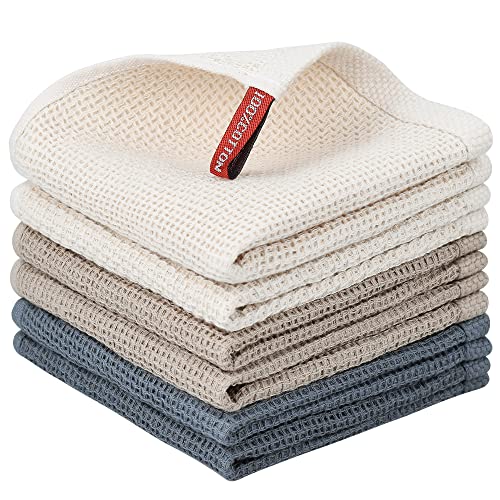 Nialnant 6 Pack Kitchen Towels and Dishcloths Sets,100% Cotton Soft Absorbent Quick Drying Dish Towels for Kitchen,Washing Dishes,12×12 Inches, Multi Color | The Storepaperoomates Retail Market - Fast Affordable Shopping