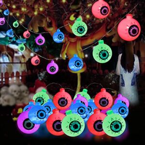 Halloween Eyeball String Lights, Halloween Decoration Cute Scary with 30 LED Eyeballs，Waterproof 8 Modes Twinkle Lights，Halloween Indoor/Outdoor for Party, House, Yard, Garden Decorations (Multi)