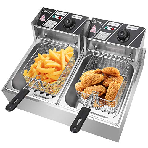 Winado 12.7QT Capacity Electric Deep Fryer with Baskets & Lids, 12L Countertop Stainless Steel Dual Tank Temperature Control Frying Machine, for Home & Commercial 5000W 60Hz 110V | The Storepaperoomates Retail Market - Fast Affordable Shopping