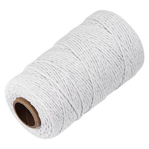 White Cotton Butchers Twine String – Ohtomber 328 Feet 2MM Twine for Crafts, Bakers Twine, Kitchen Cooking Butcher String for Meat and Roasting, Gift Wrapping Twine